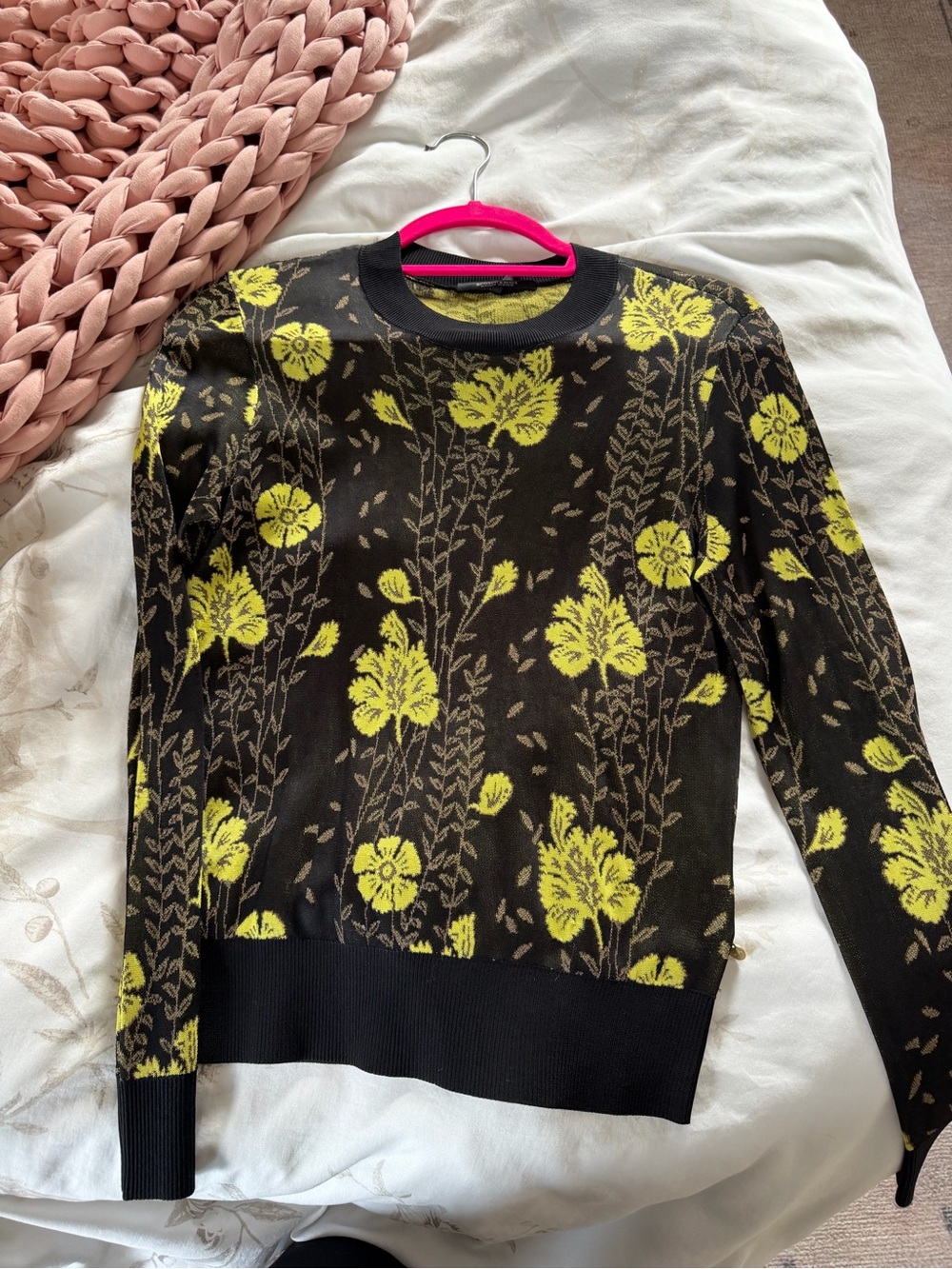 Scotch & Soda Black Sweater with Yellow Floral Jacquard